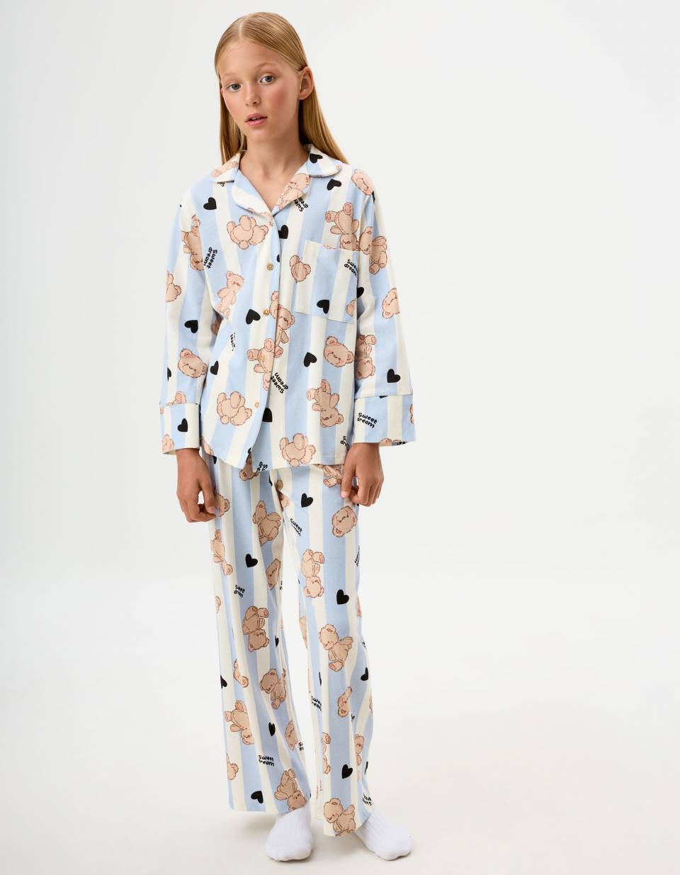 Трикотажная пижама с принтом для девочек