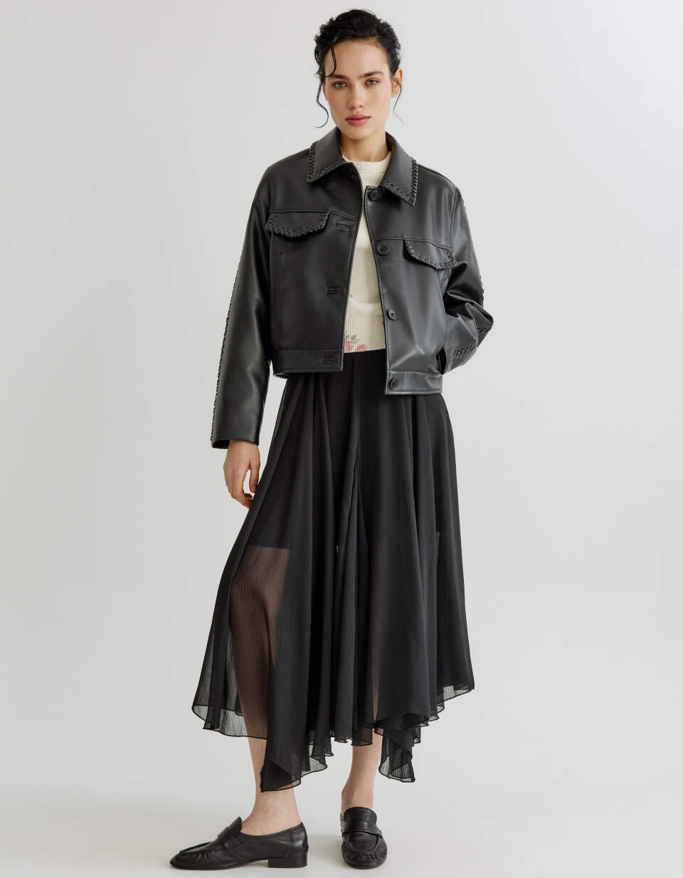 Юбка из шифона c асимметричным низом