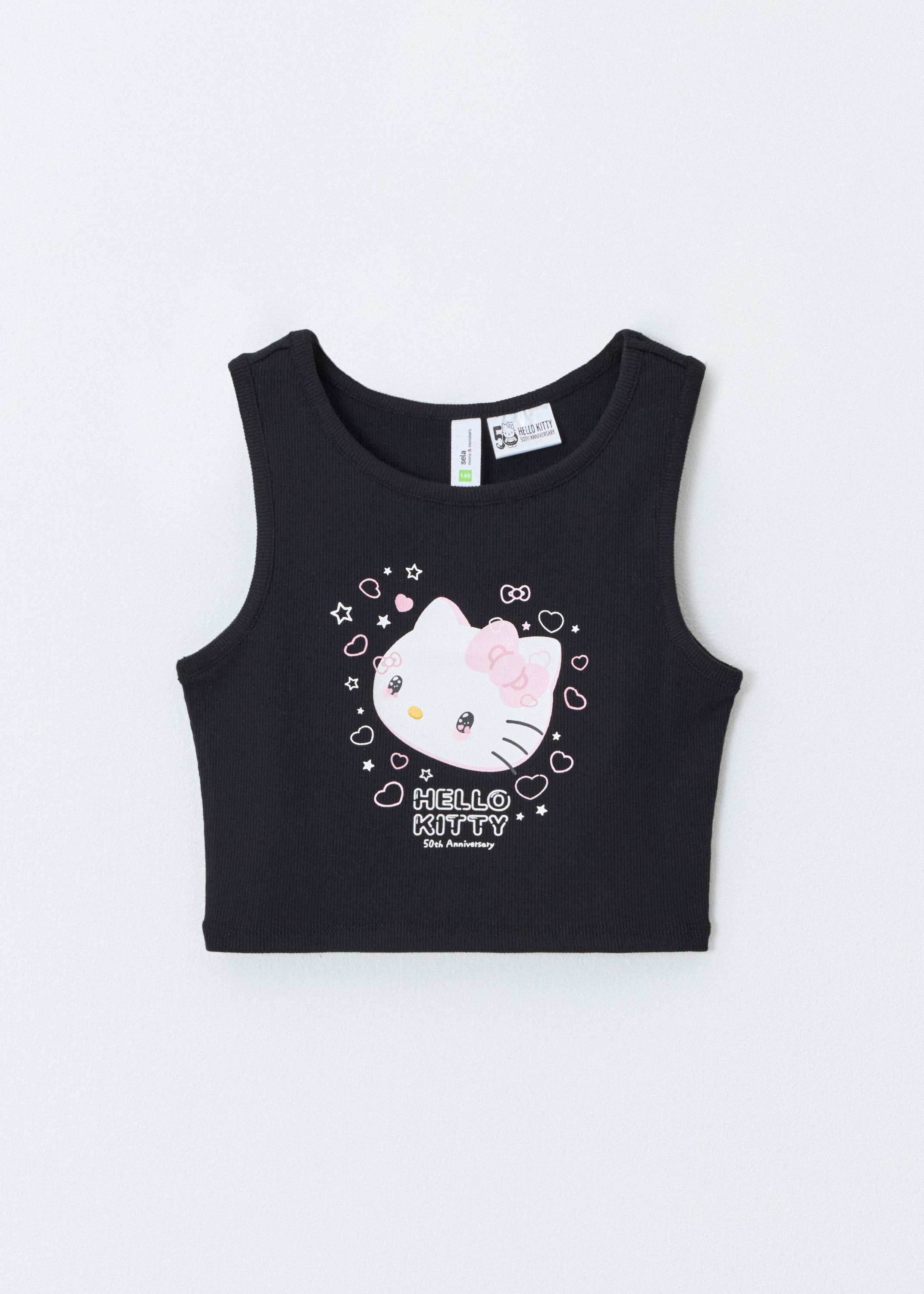Топ с принтом hello kitty для девочек цвет: черный, артикул