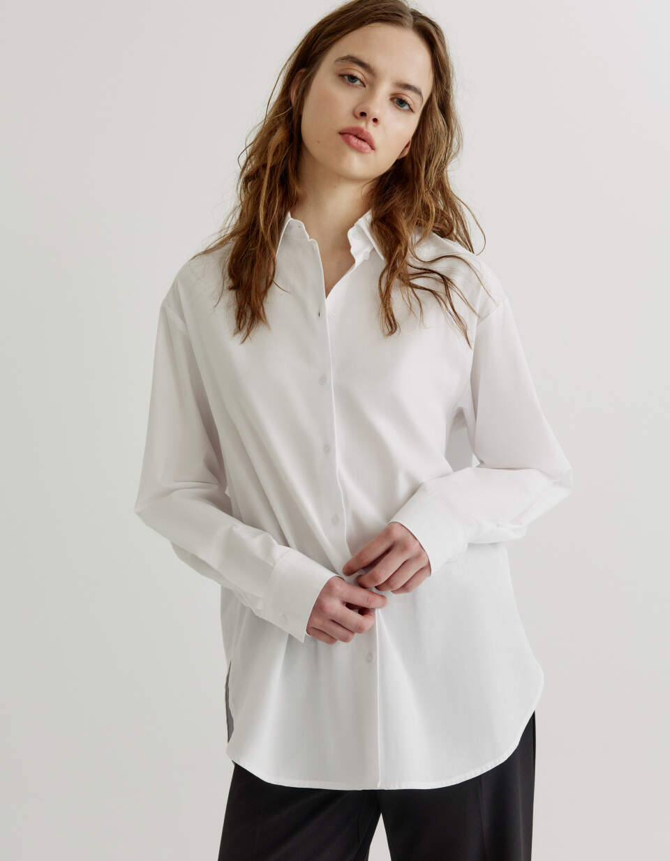 Рубашка оверсайз из хлопка с вискозой