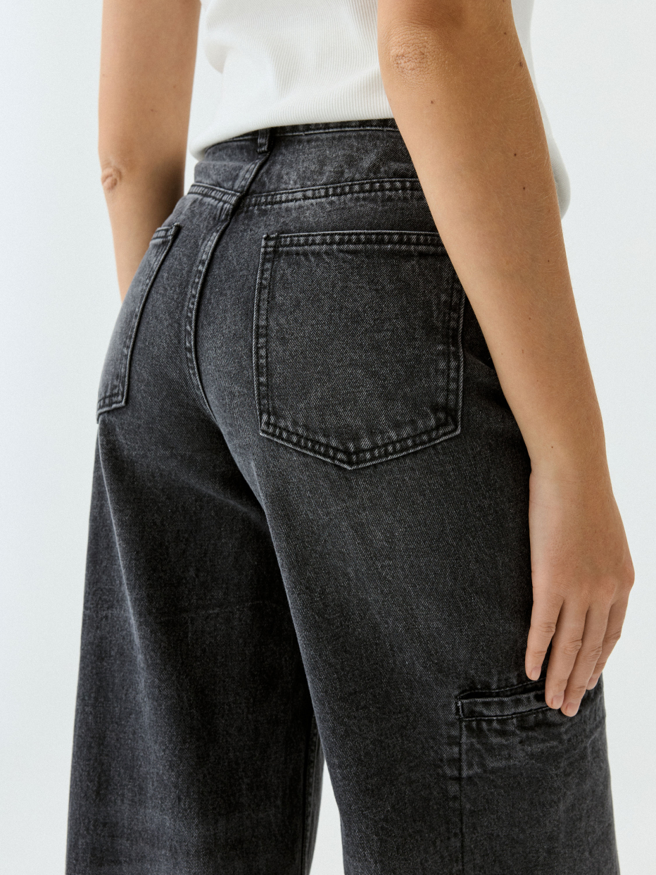 Джинсы Wide Leg с винтажной стиркой, фото - 6