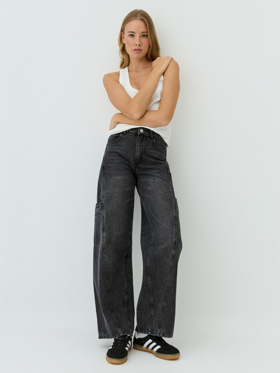 Джинсы Wide Leg с винтажной стиркой, фото - 1