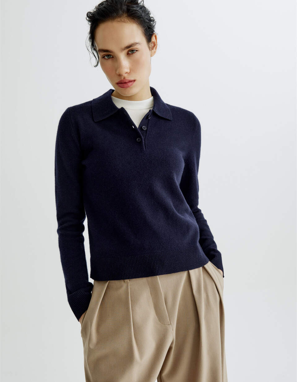 Джемпер-поло из 100% шерсти