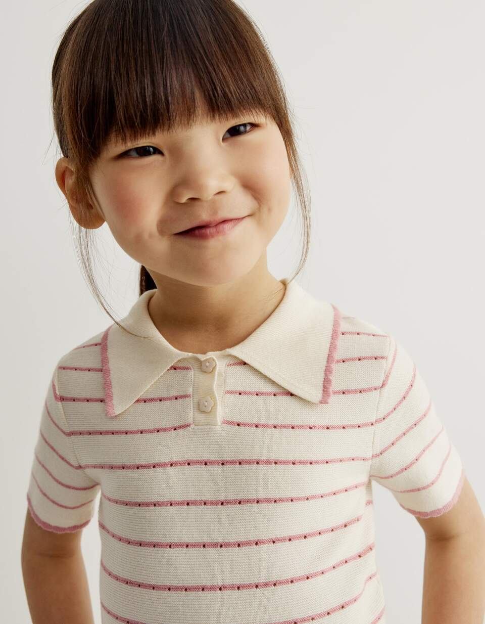 Вязаное поло с коротким рукавом для девочек