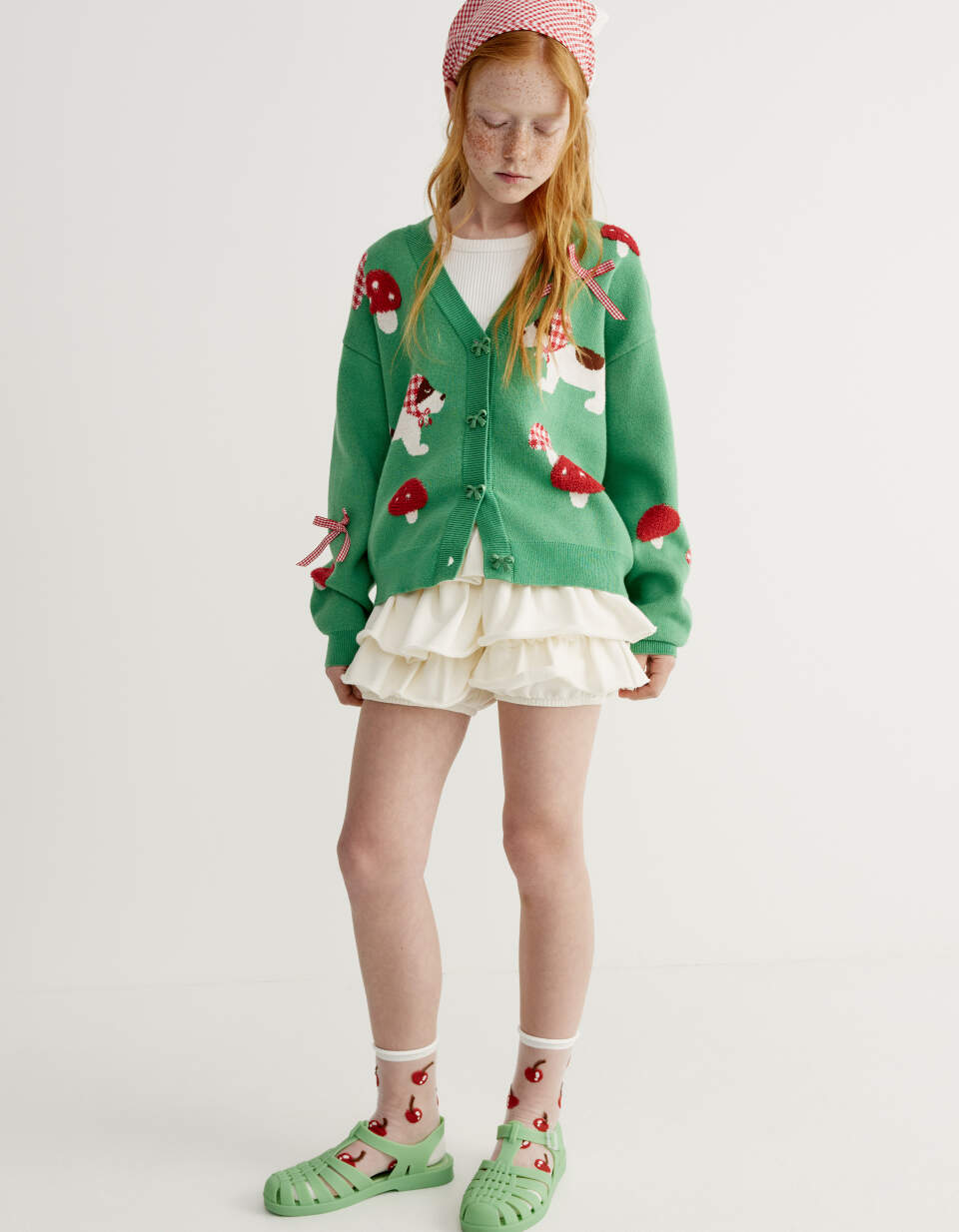 Юбка-шорты из футера с оборками для девочек