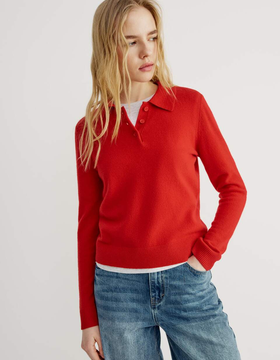 Джемпер-поло из 100% шерсти