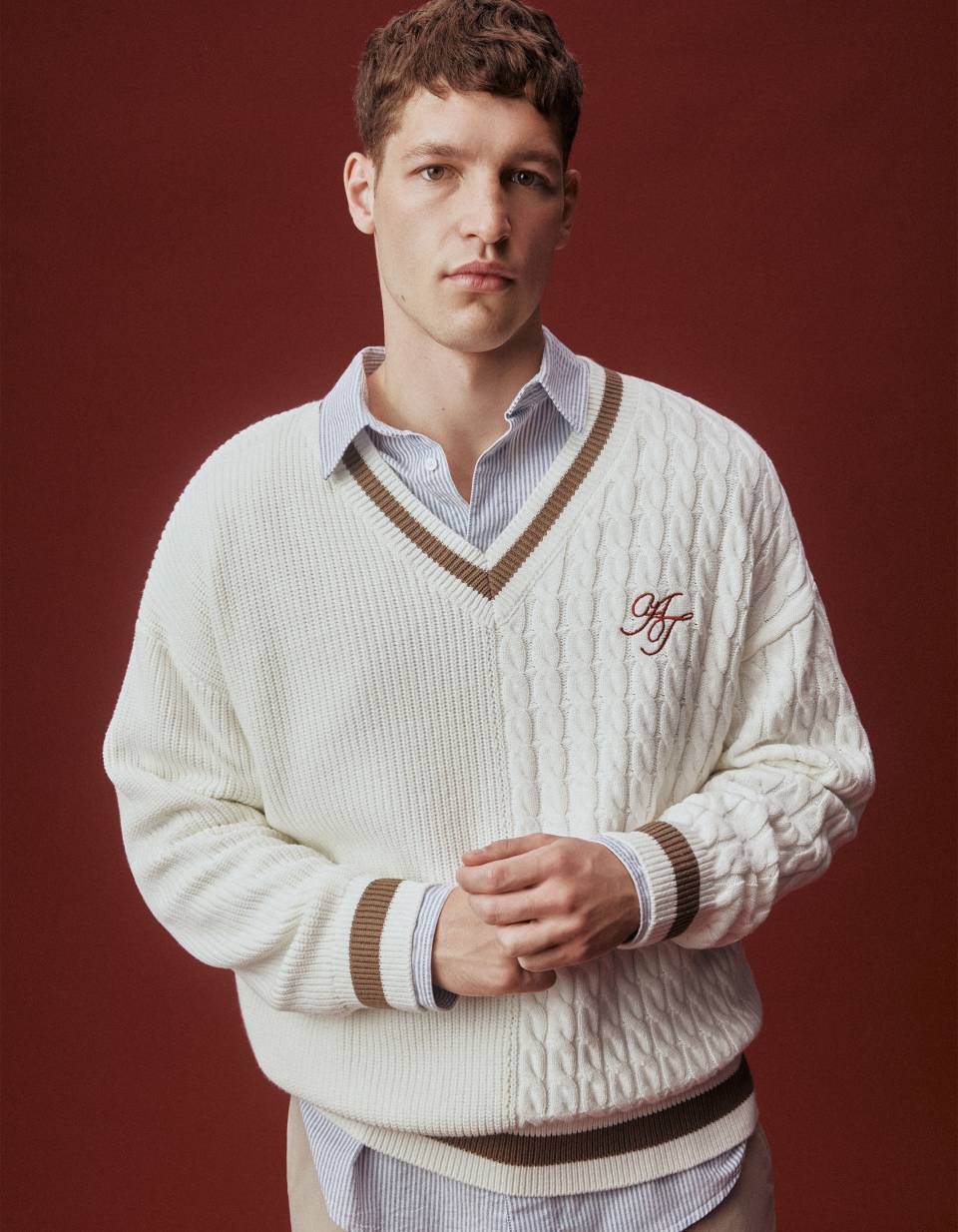 Комбинированный джемпер оверсайз