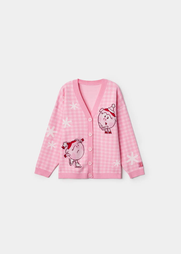 Жаккардовый кардиган для девочек из коллекции SELA × Смешарики 