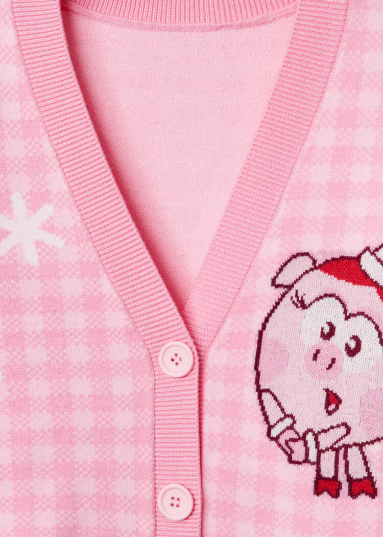 Жаккардовый кардиган для девочек из коллекции SELA × Смешарики 
