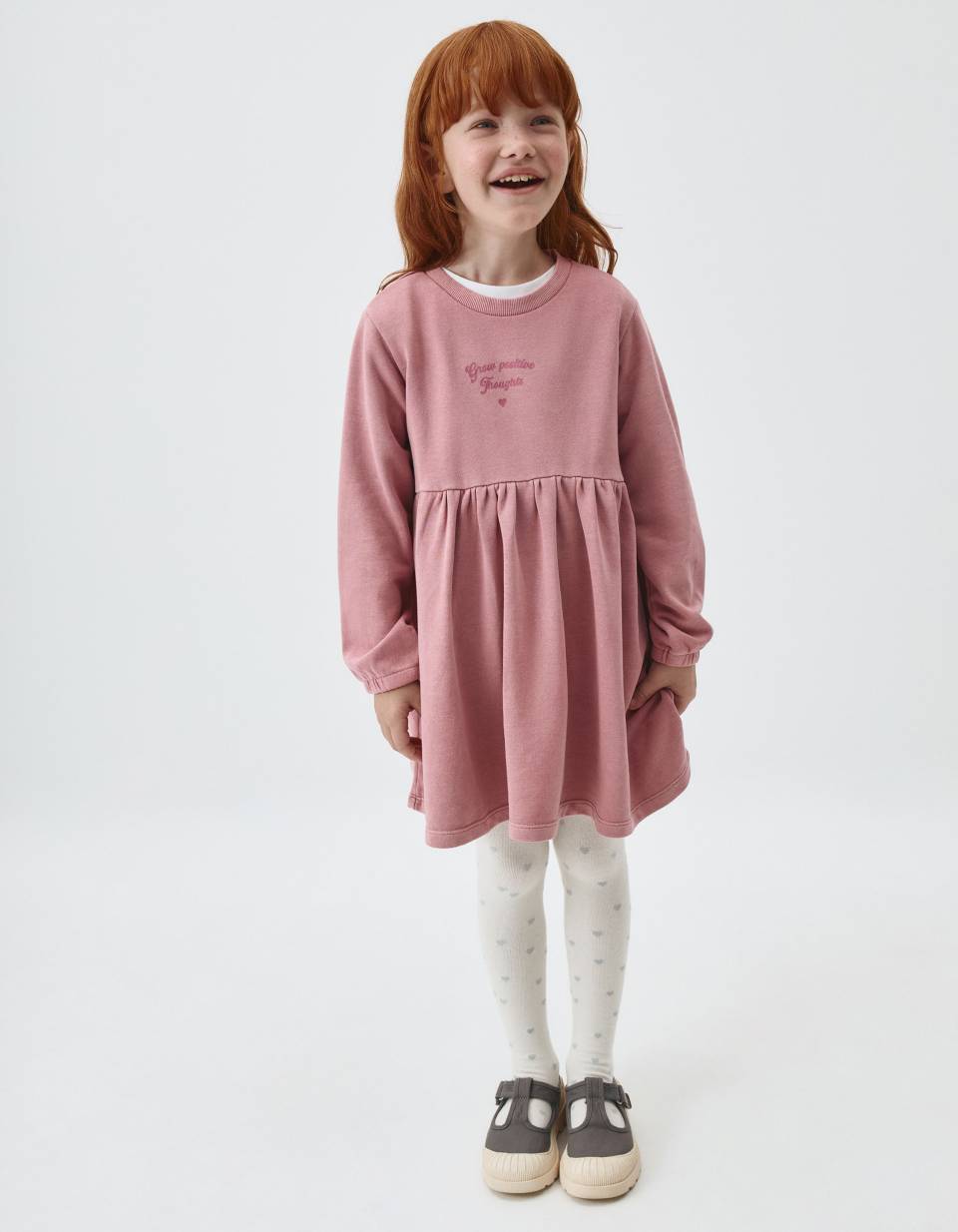 Трикотажное платье с эффектом кислотной стирки для девочек