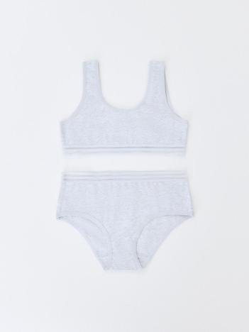 kids swimwear　девочки 10 лет без трусиков Набор из топа и трусов-шортиков для девочек цвет: светло-серый меланж,  артикул: 4810152104 – купить в интернет-магазине SELA