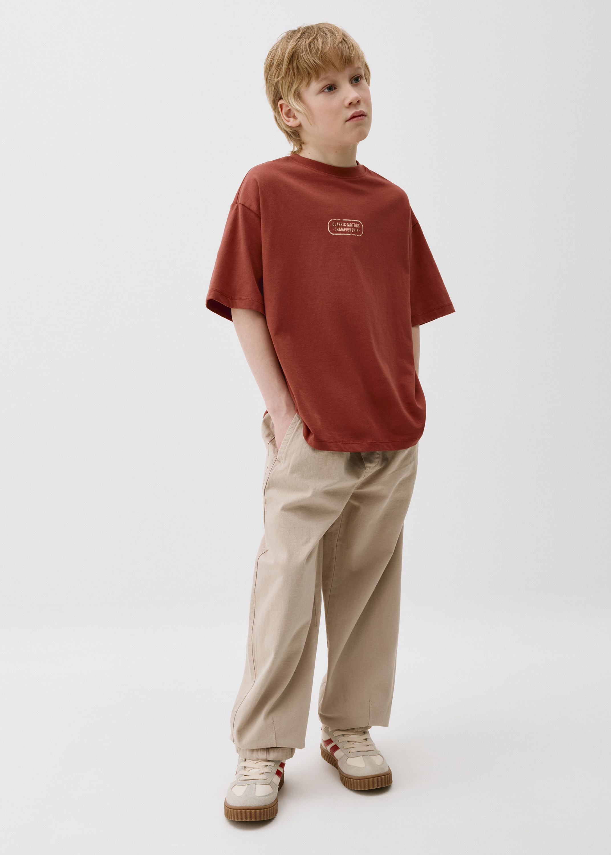Футболка оверсайз с принтом детская цвет: терракот/кирпичный
