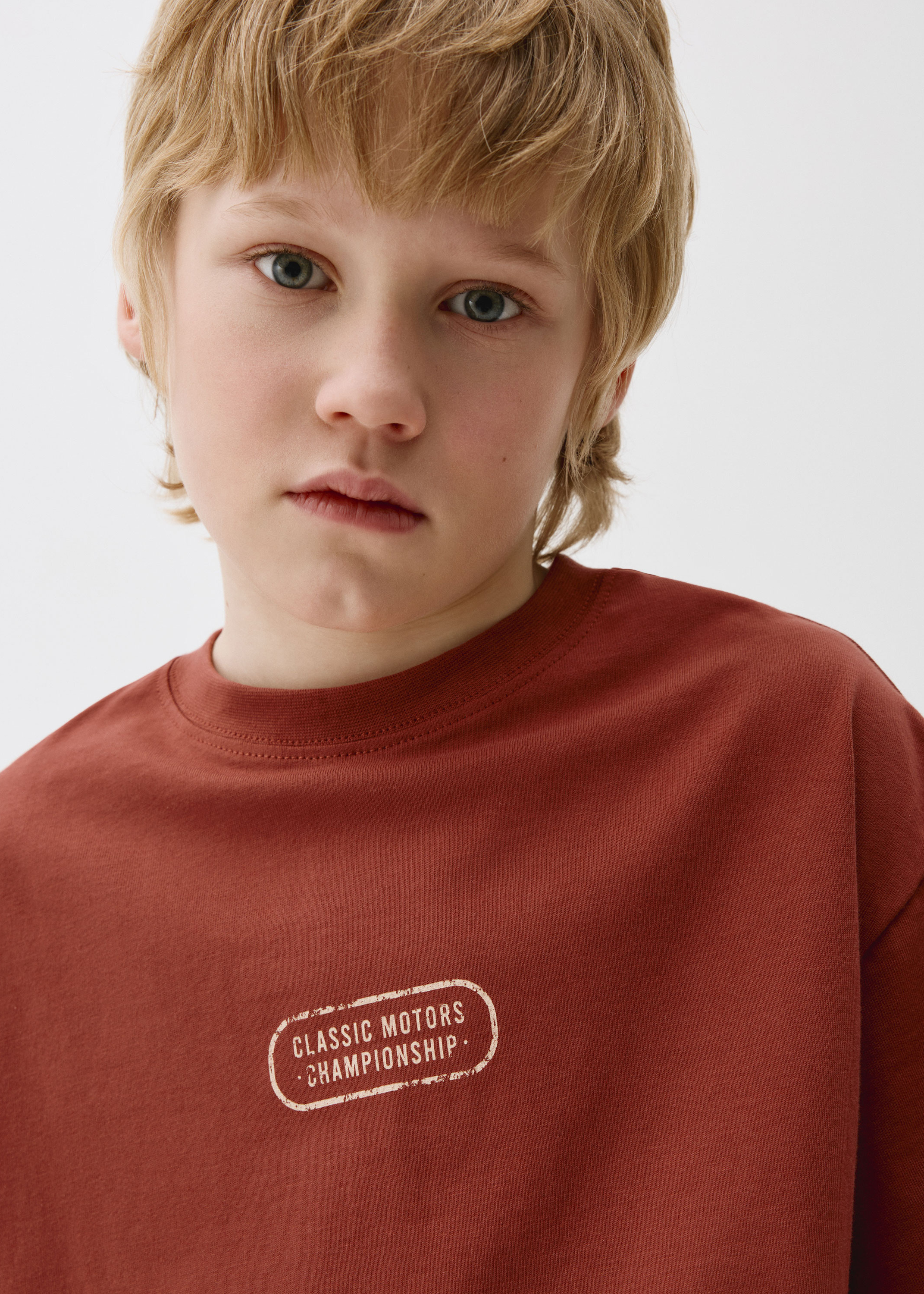 Футболка оверсайз с принтом детская цвет: терракот/кирпичный