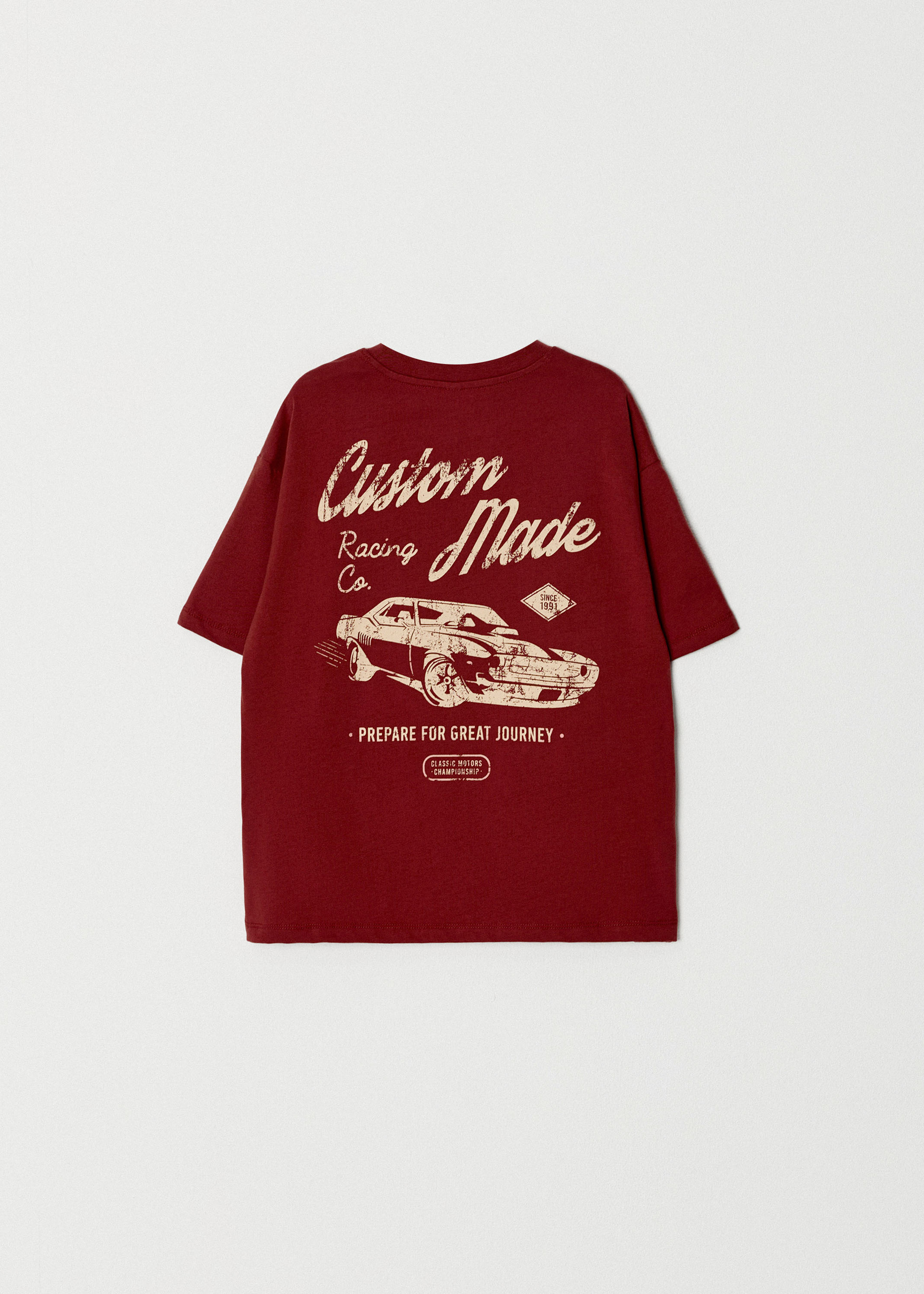 Футболка оверсайз с принтом детская цвет: терракот/кирпичный