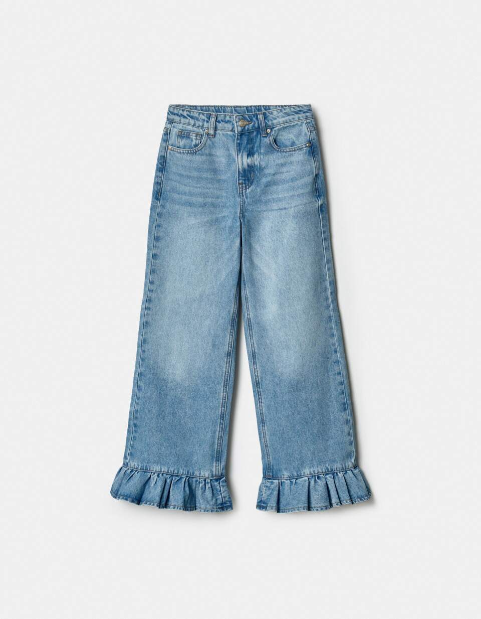 Широкие джинсы с оборками для девочек