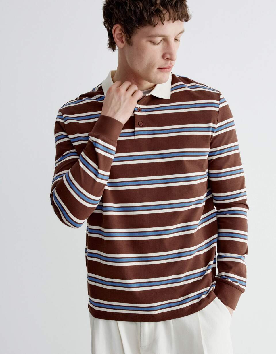 Джемпер-поло в полоску