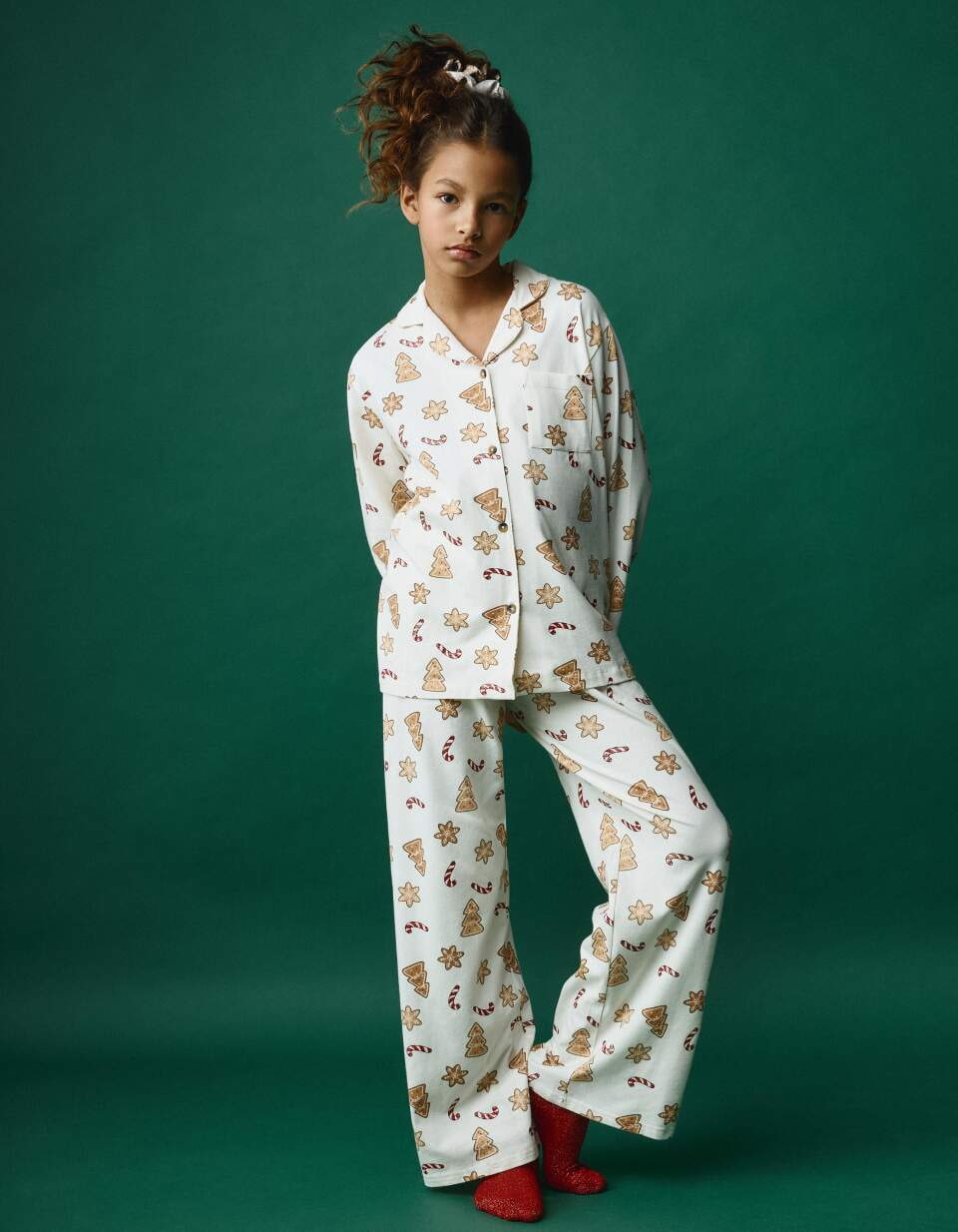 Пижама с новогодним принтом для девочек Sela