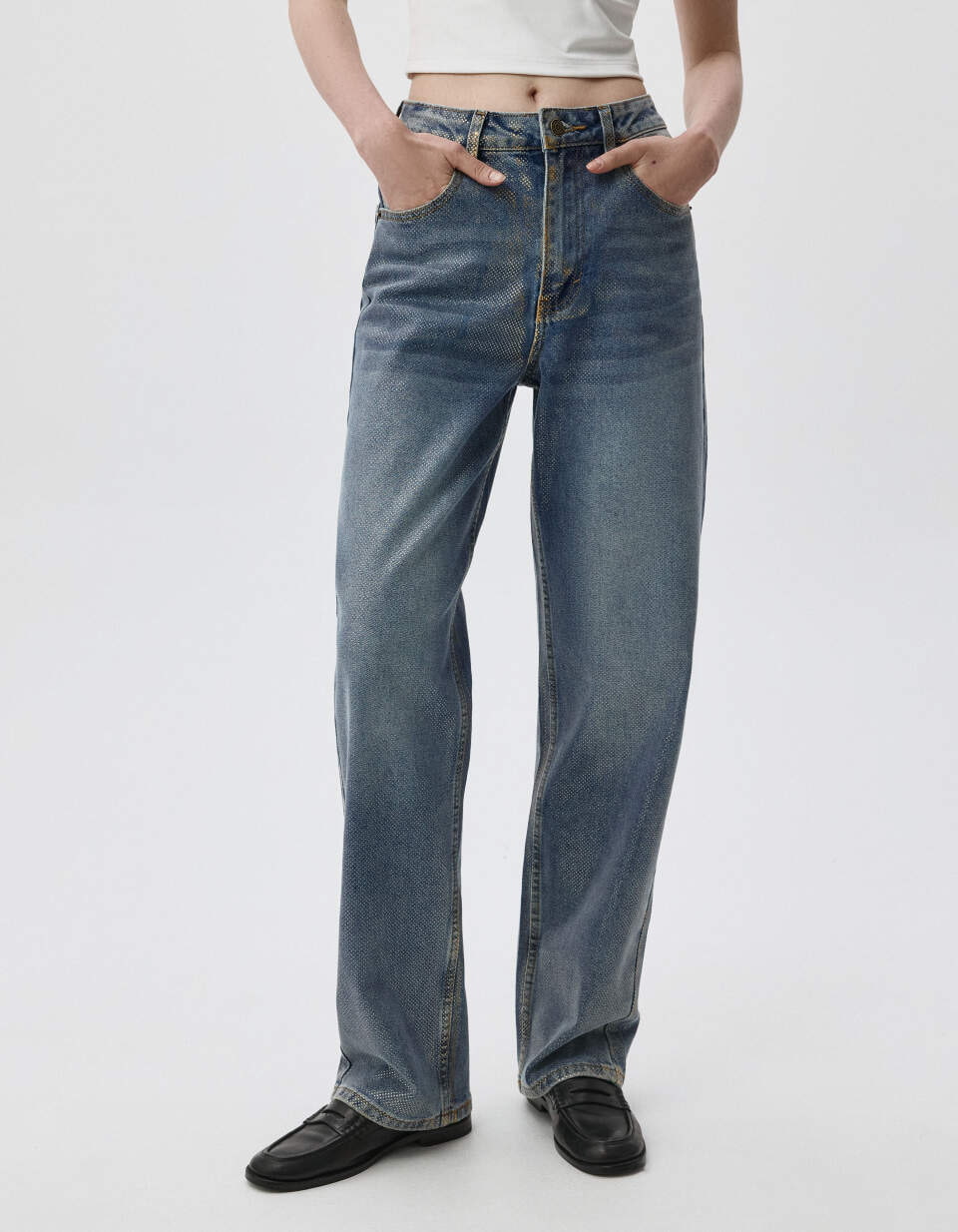 Джинсы STRAIGHT FIT с металлизированным декором