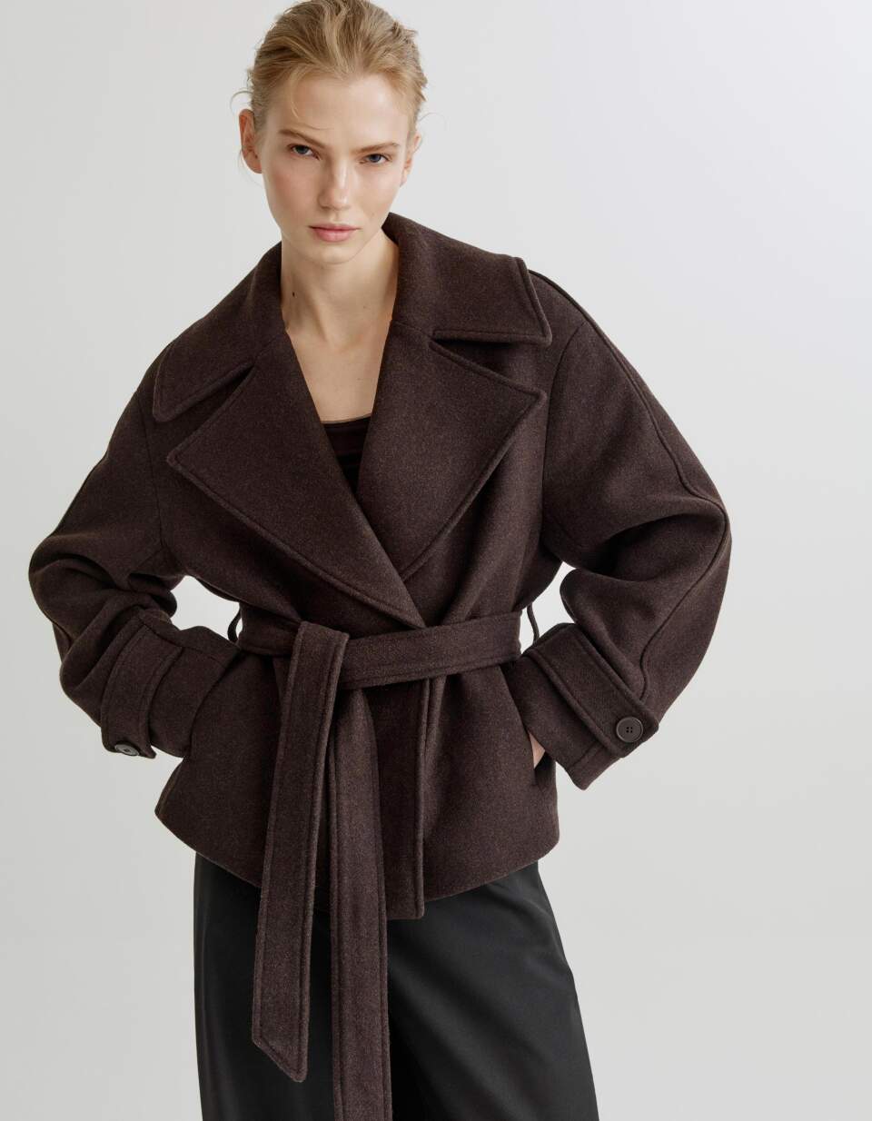 Полупальто оверсайз из смесовой шерсти