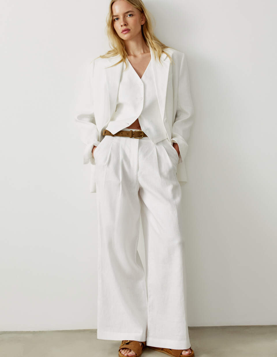 Широкие брюки из льна премиум качества