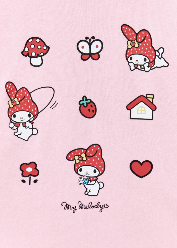 Свитшот оверсайз с принтом Hello Kitty My Melody для девочек 