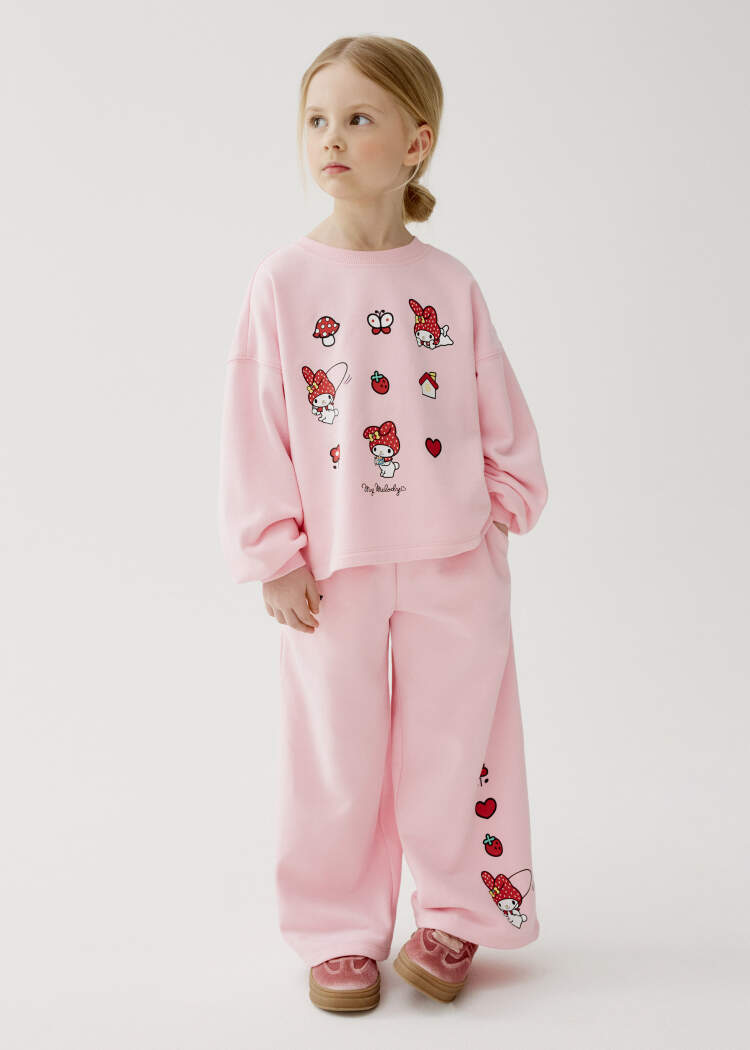 Свитшот оверсайз с принтом Hello Kitty My Melody для девочек 