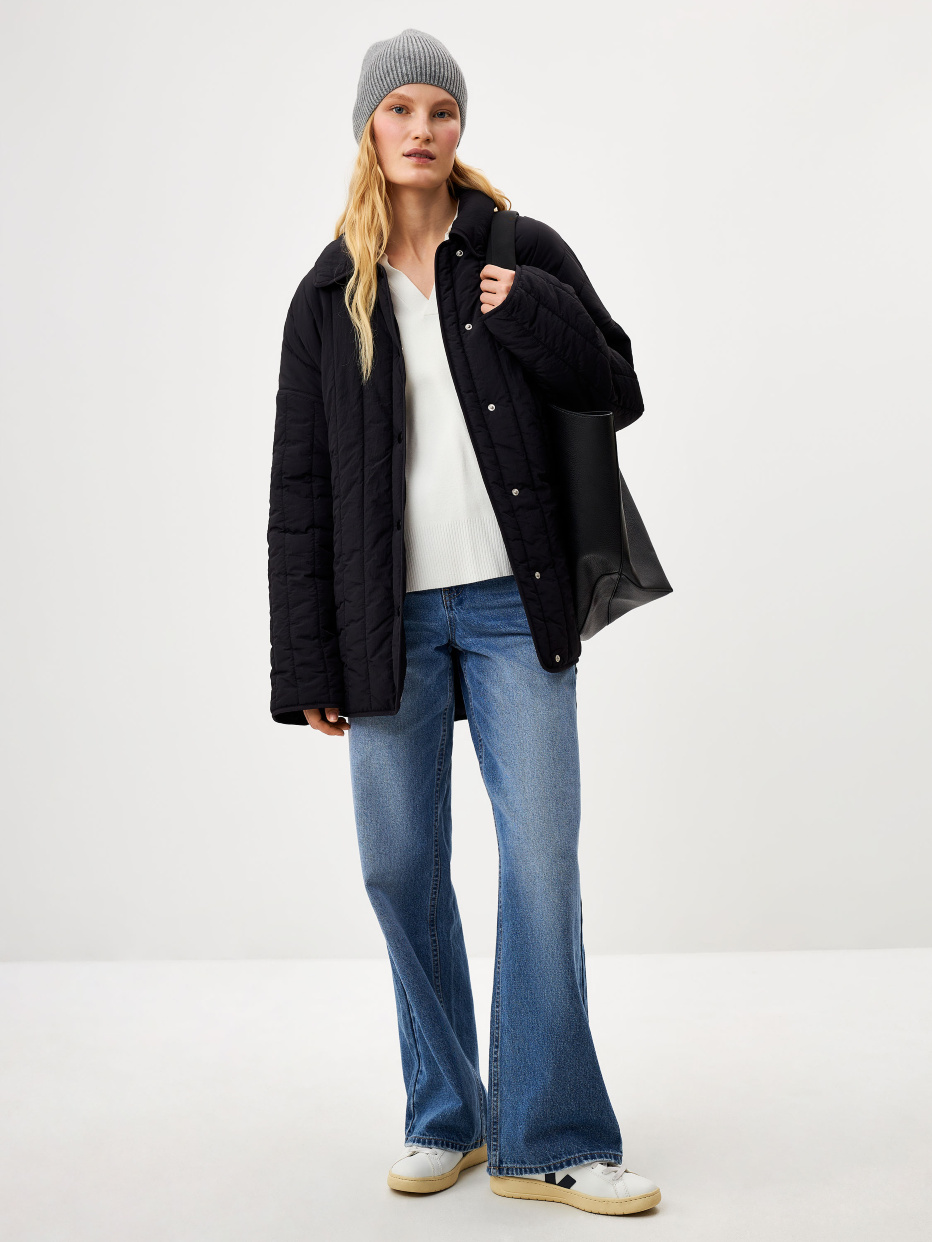 Джинсы wide leg с косой застежкой цвет: голубой индиго, артикул: 3809011420  – купить в интернет-магазине SELA