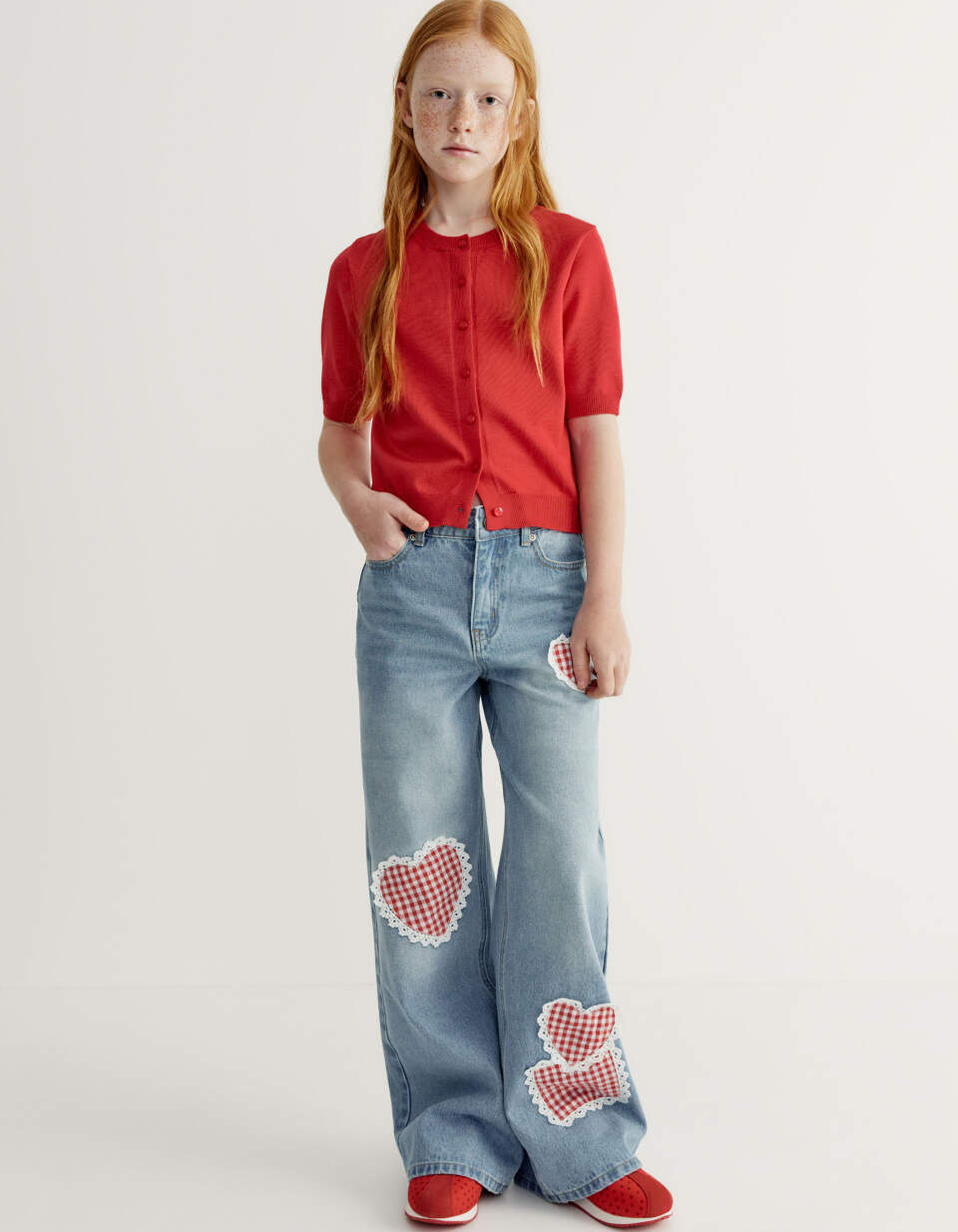 Широкие джинсы с декором для девочек из коллекции ART PEOPLE с Авророй Ефимовой