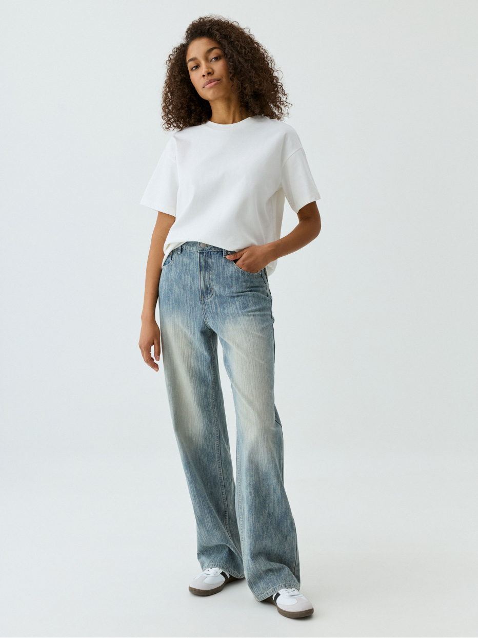 Джинсы Wide Leg из жаккардового денима, фото - 1