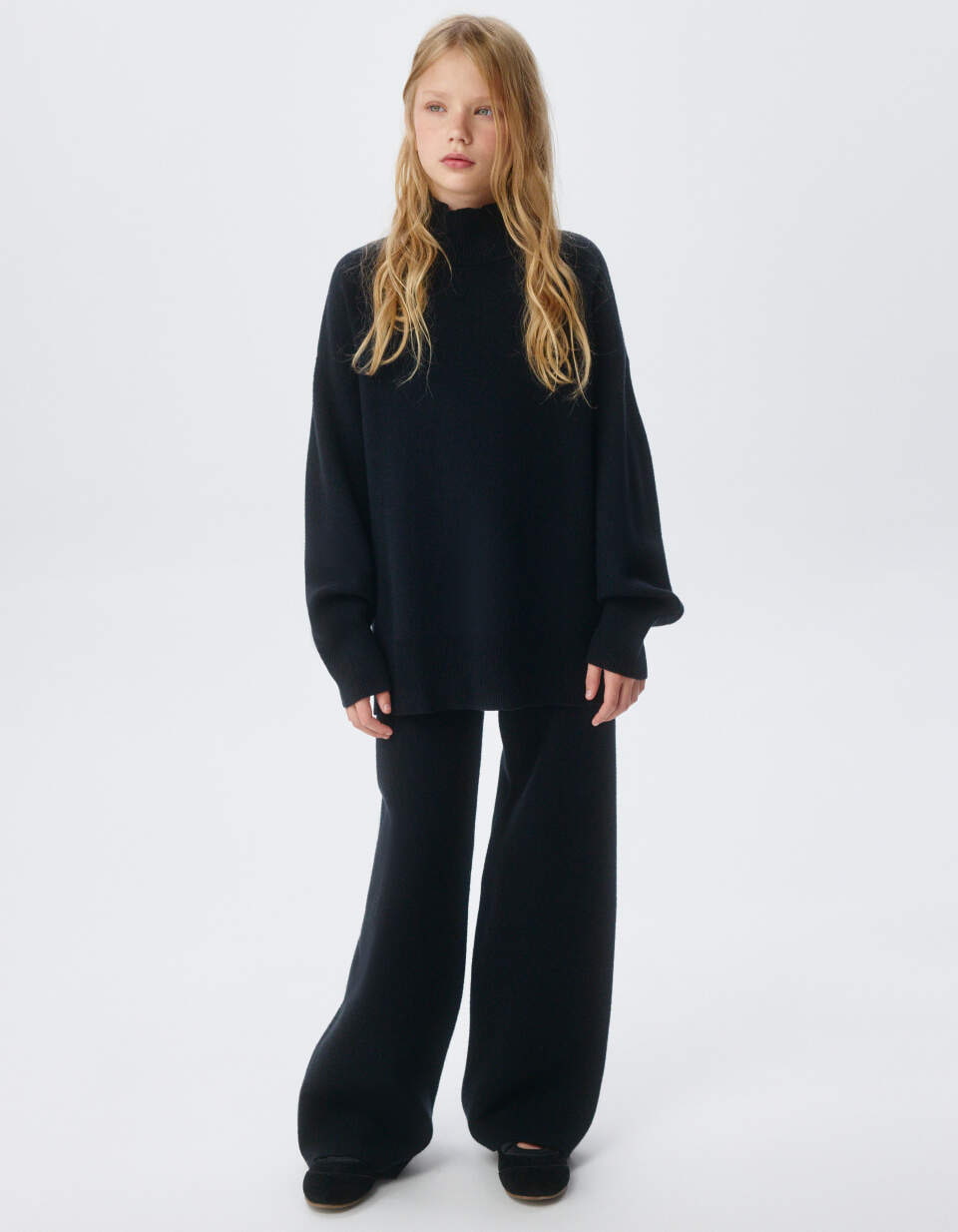 Широкие вязаные брюки для девочек