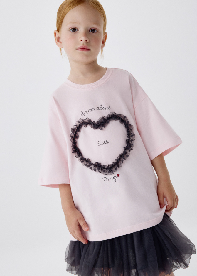 Футболка оверсайз с принтом для девочек