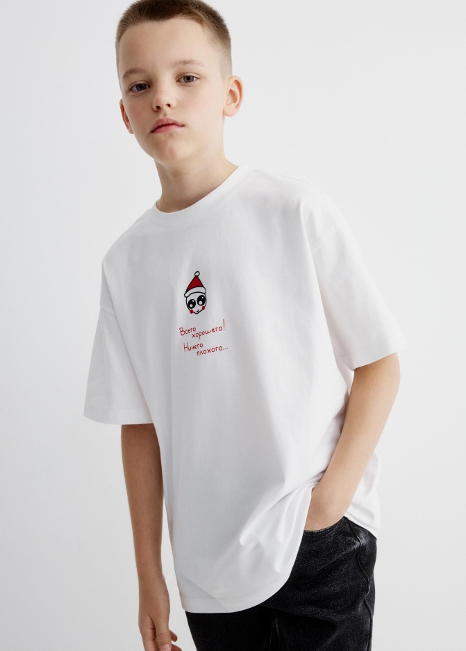 Футболка оверсайз с новогодним принтом для мальчиков