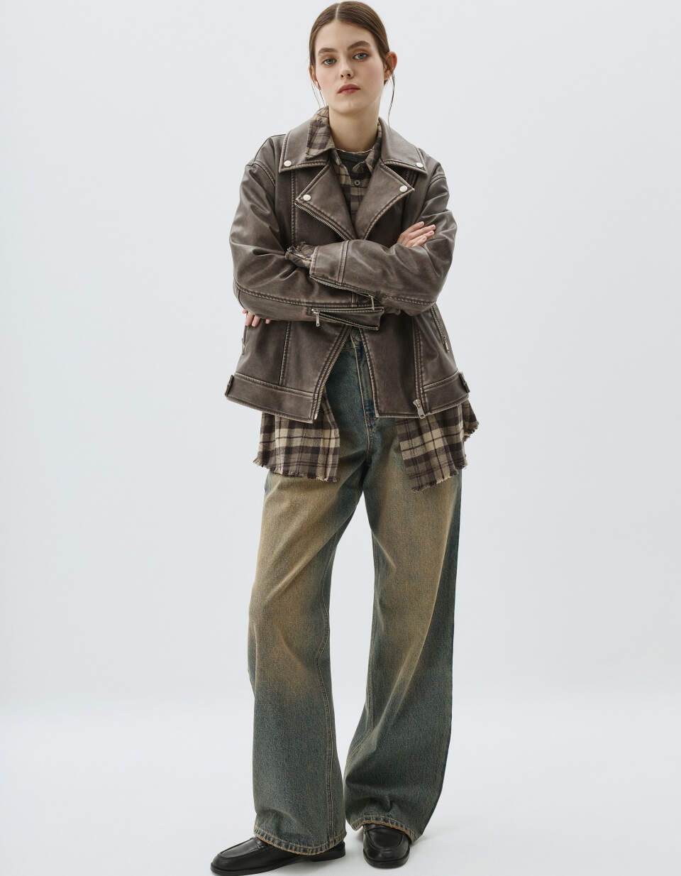 Винтажные джинсы Wide Leg со складками