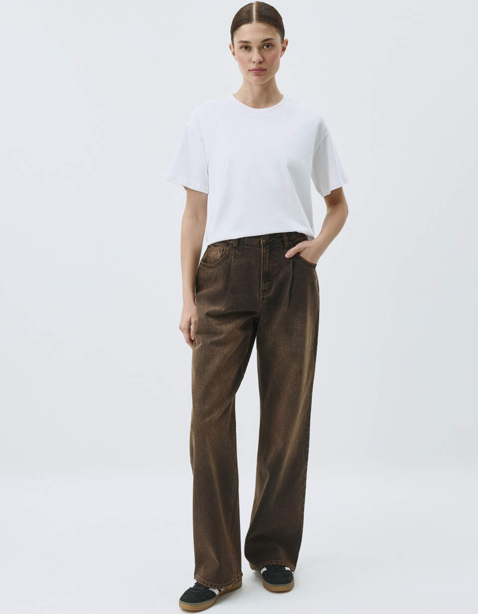 Винтажные джинсы Wide Leg со складками
