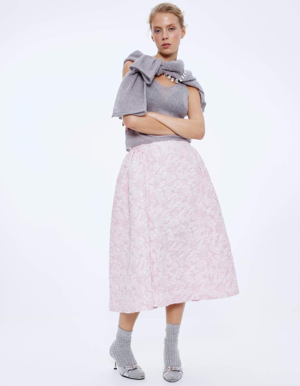 Юбка из тафты с жаккардовым принтом
