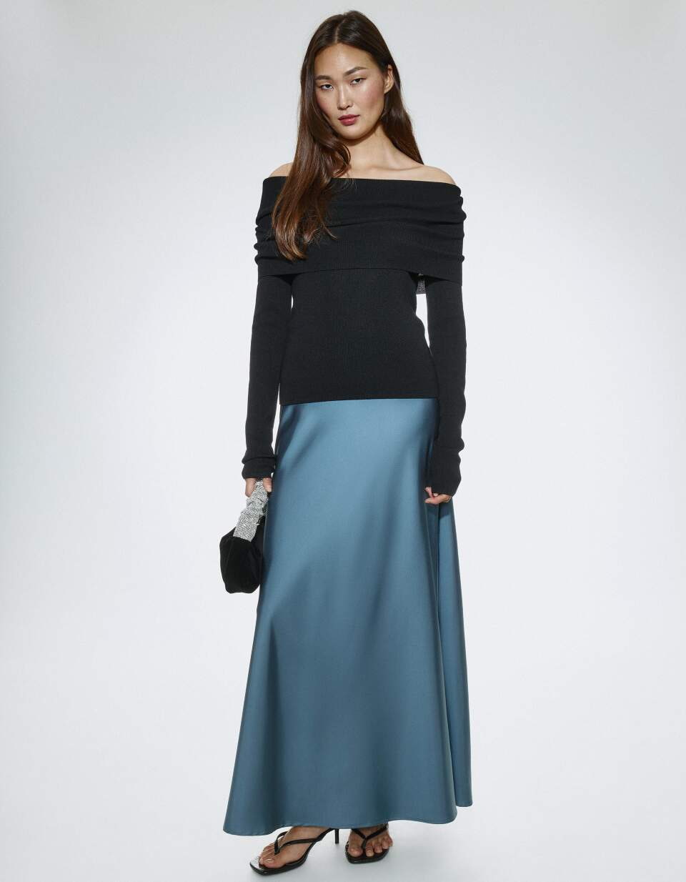 Сатиновая юбка макси