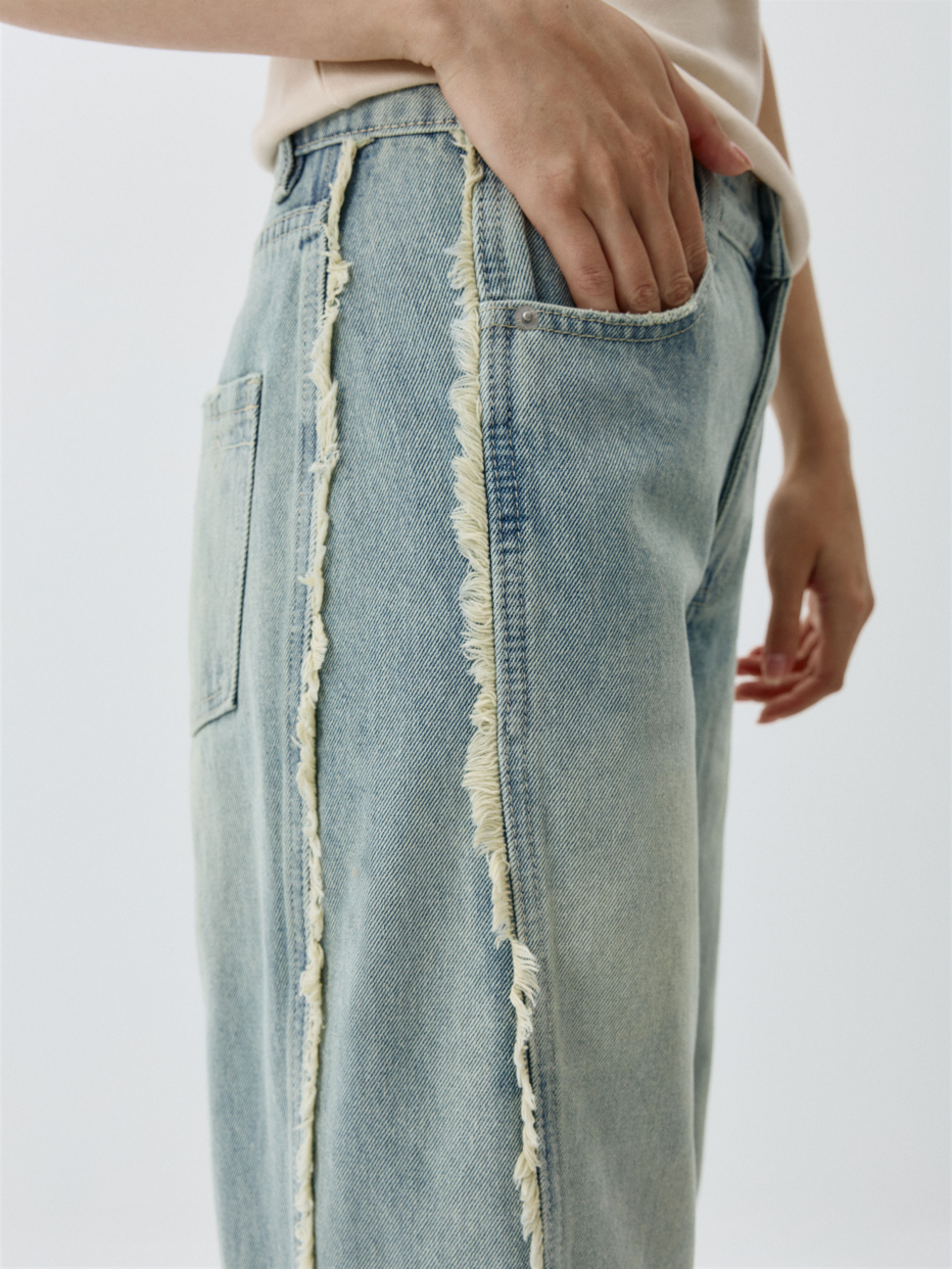 Винтажные джинсы Wide Leg с бахромой, фото - 2