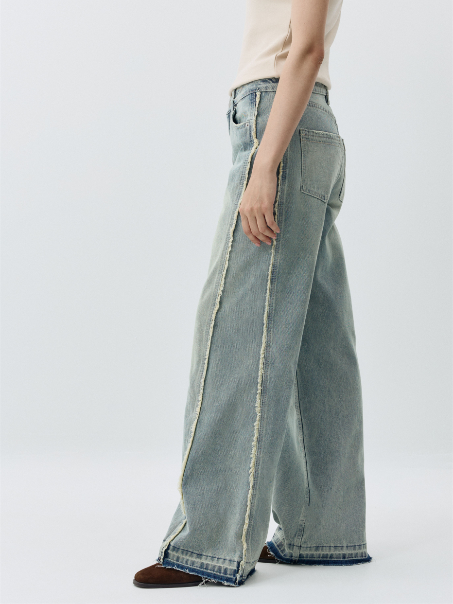 Винтажные джинсы Wide Leg с бахромой, фото - 4