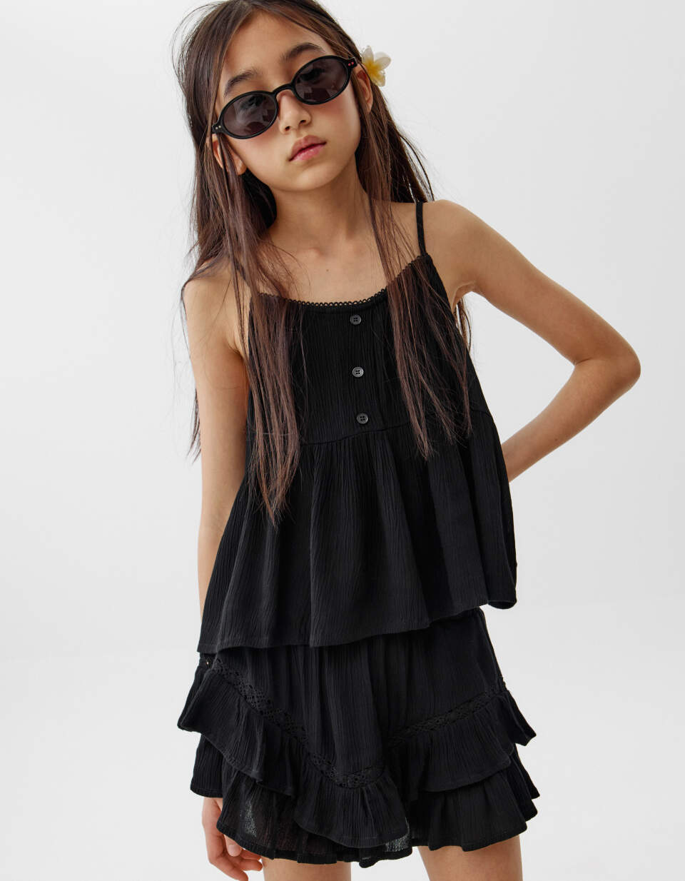 Вискозный топ на бретелях для девочек