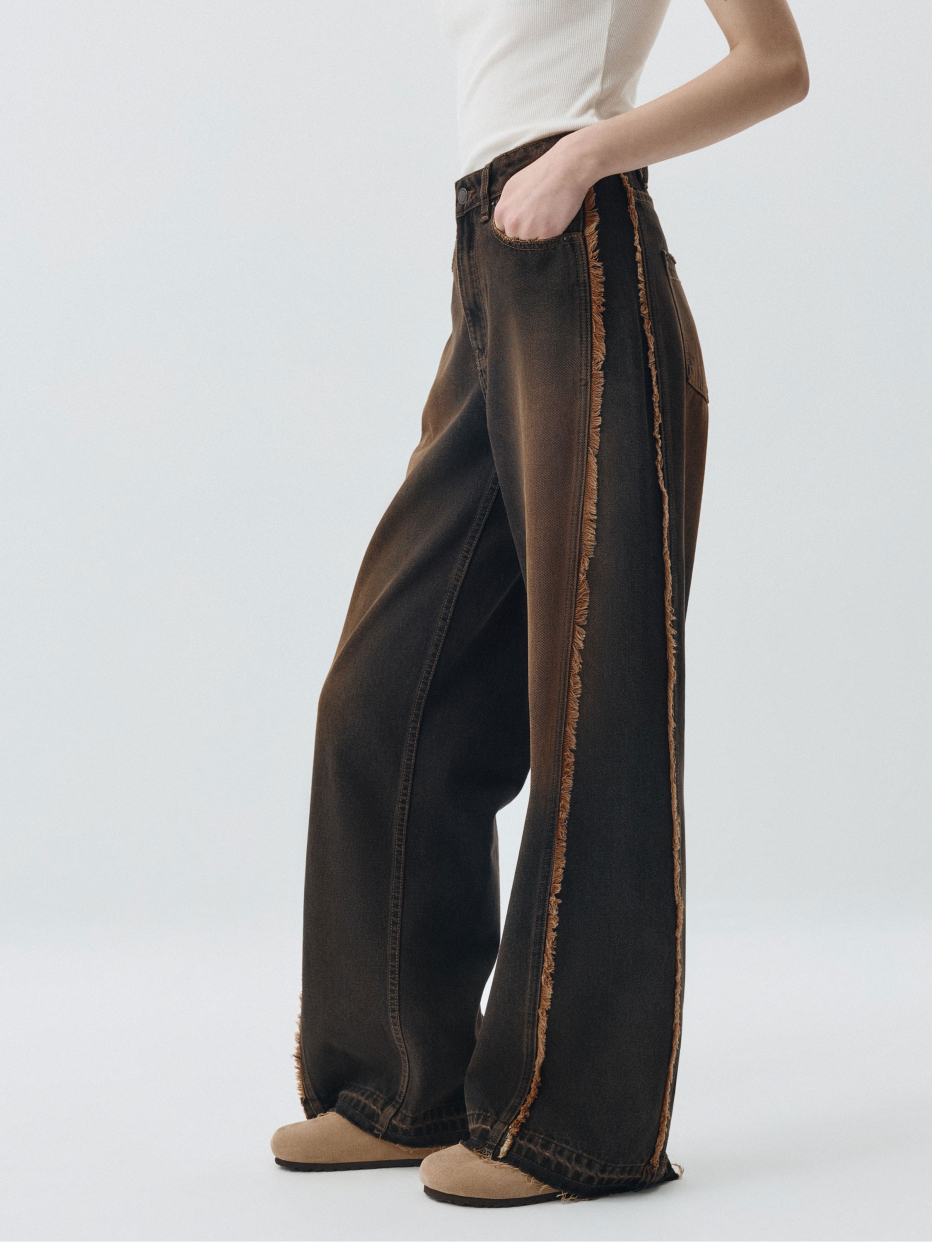 Винтажные джинсы Wide Leg с бахромой, фото - 2