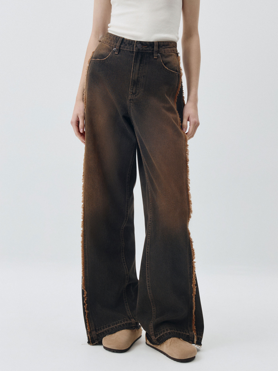 Винтажные джинсы Wide Leg с бахромой, фото - 3