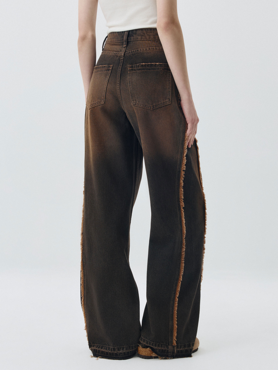 Винтажные джинсы Wide Leg с бахромой, фото - 4