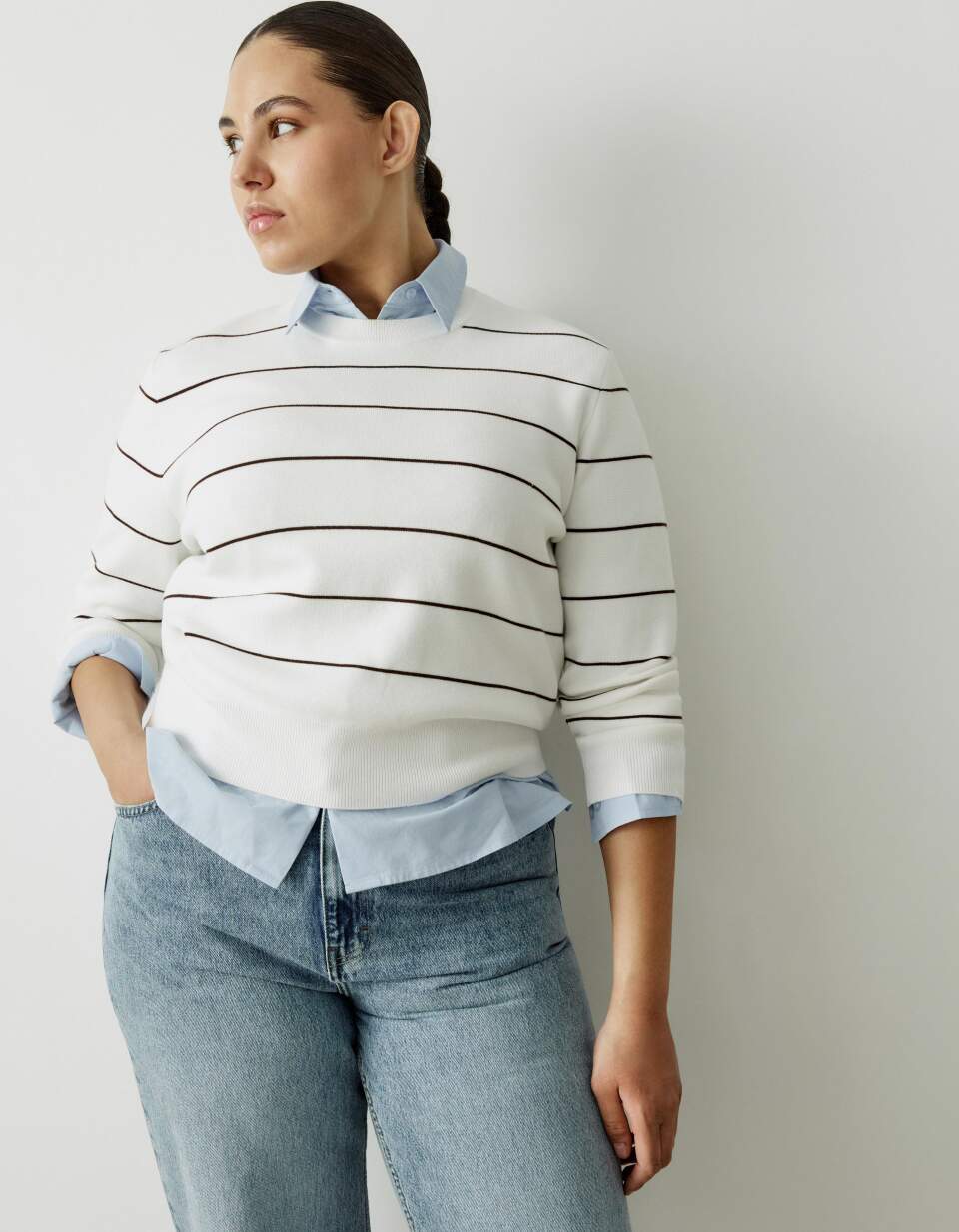 Укороченный вязаный джемпер из смесовой вискозы