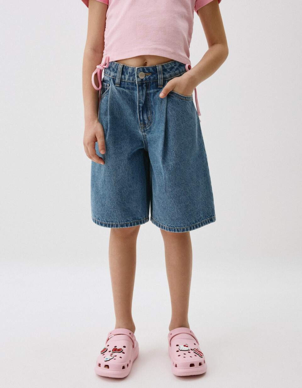 Джинсовые шорты-бермуды для девочек