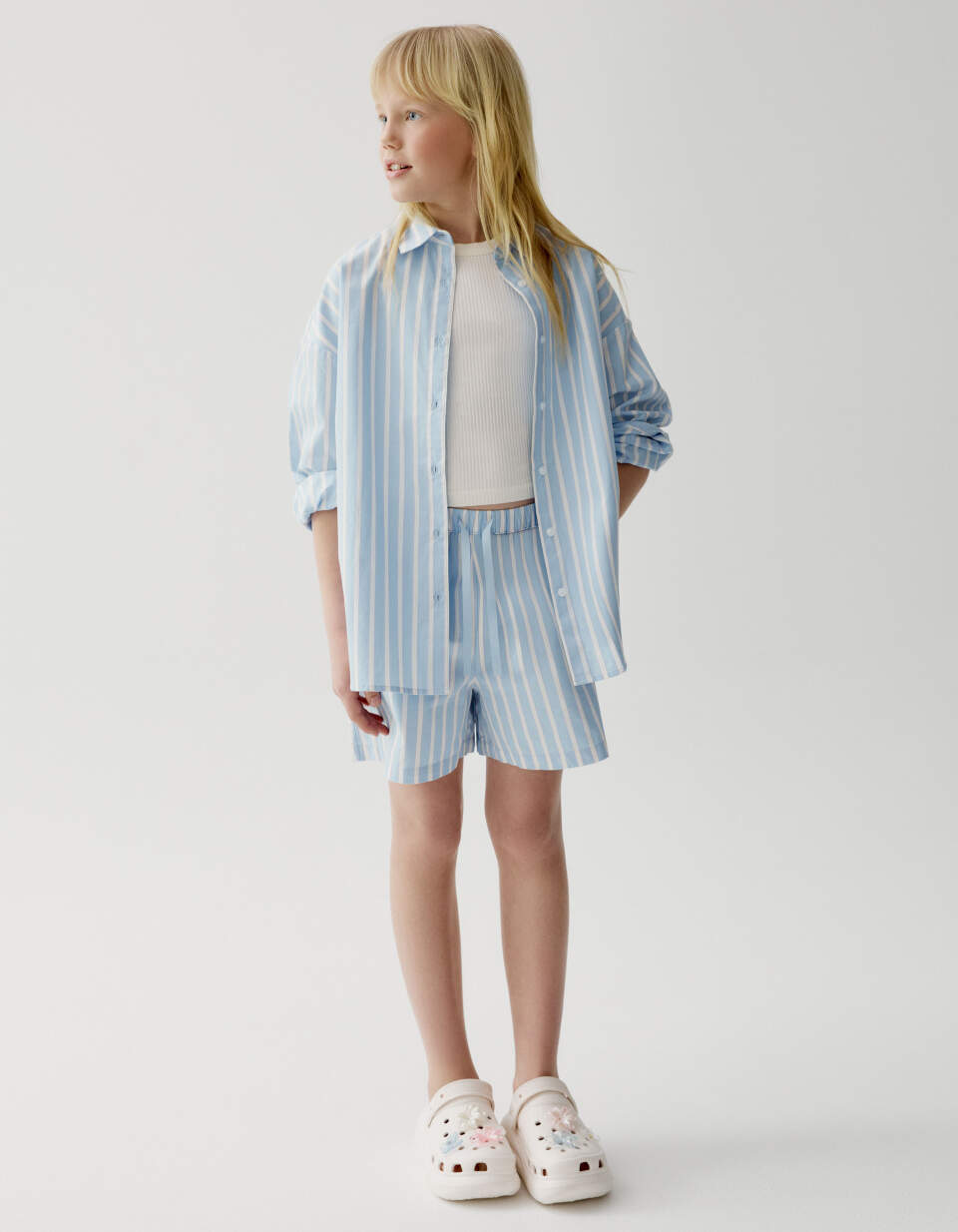 Хлопковые шорты в полоску для девочек