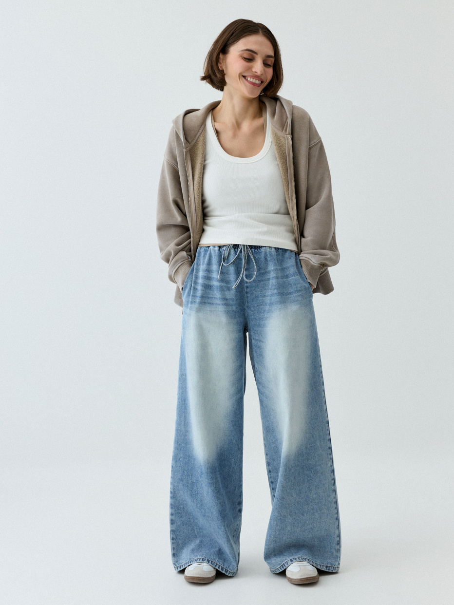 Джинсы Wide Leg со шнурком в поясе, фото - 1