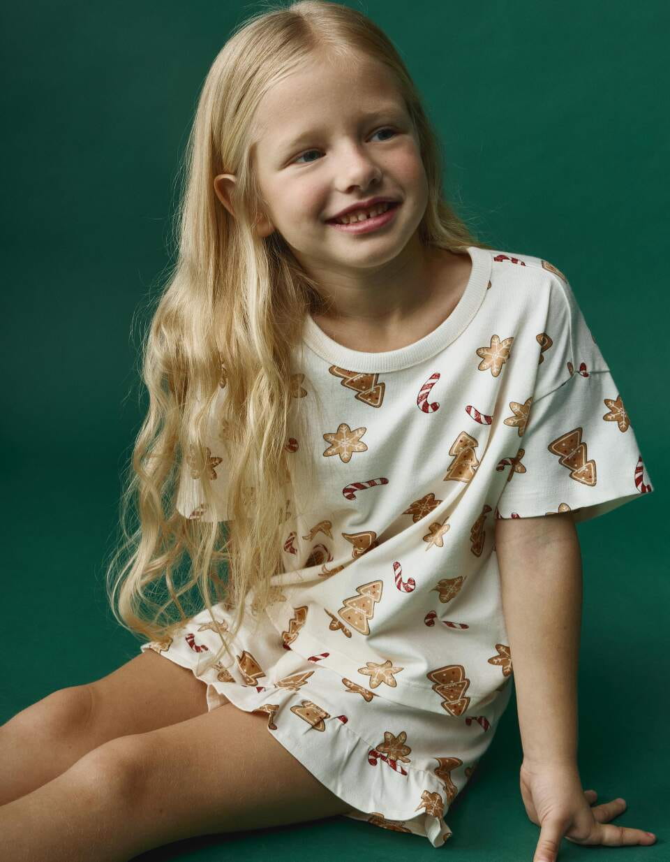 Пижама с новогодним принтом для девочек Sela