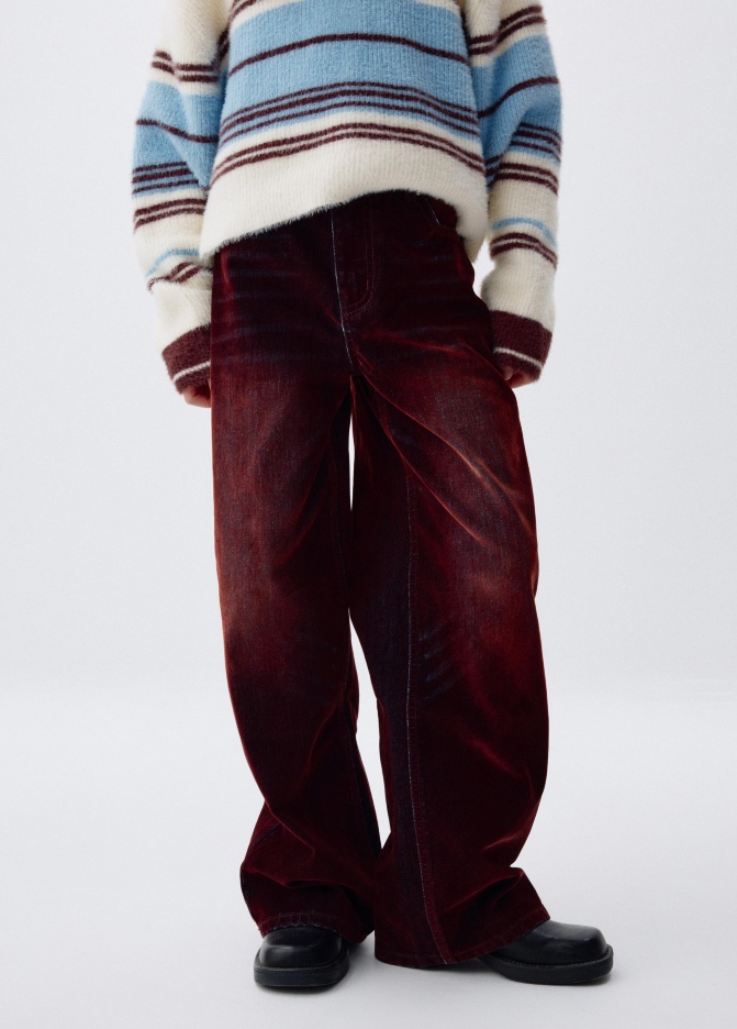 Джинсы Wide Leg с флоковым напылением для девочек