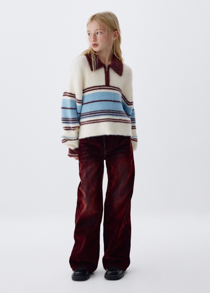 Джинсы Wide Leg с флоковым напылением для девочек