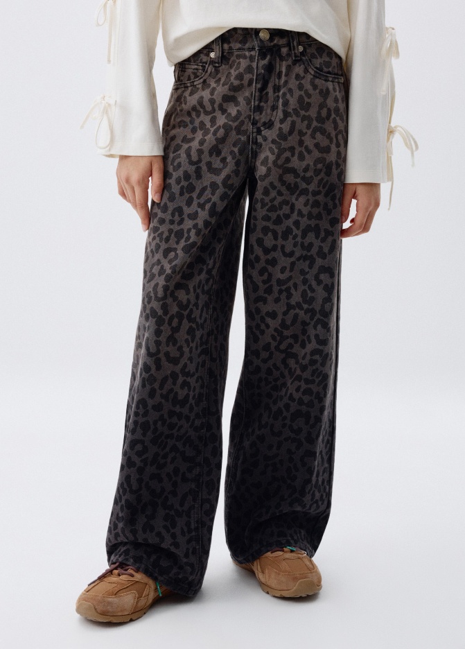 Джинсы WIDE LEG с леопардовым принтом для девочек